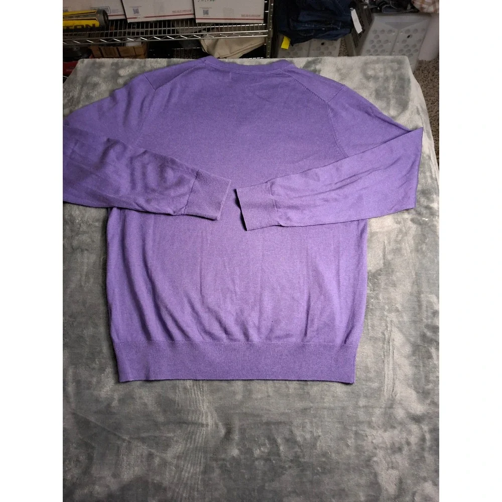Banana Republic Luxury‎ Blend VNeck Sweater Mens Lg Purple Silk Cashmere/Cotton